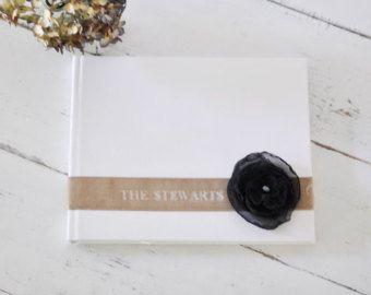Свадьба - Custom Handmade Wedding Guest Book - Velvet Sash & Handmade Silk Flower Custom Book Design By Claire Magnolia