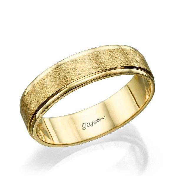 Wedding - Wedding Band, Wedding Ring, Mens Wedding band, Yellow Gold ring, Scratch ring, Matte ring, 14k gold ring, Solid gold ring, Unique ring