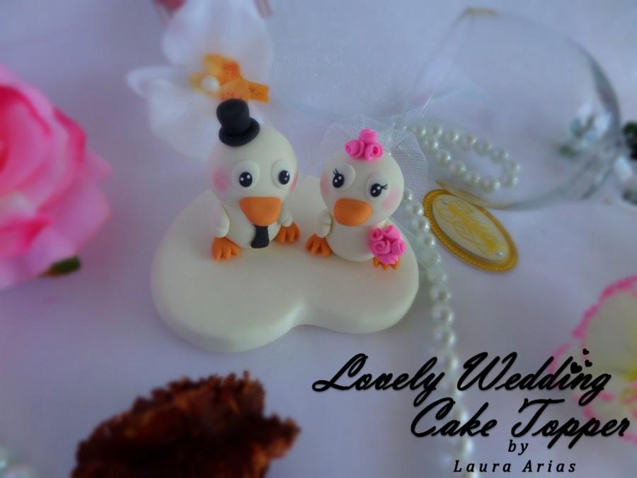 Mariage - Cake topper Custom Wedding Cake Topper. Lovely wedding cake topper ducklings. Ducks.