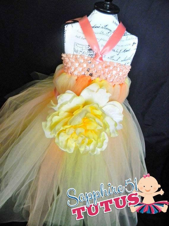 Hochzeit - Flower Girl Dress, Flower Girl Tutu Dress, Tutu Dress, Peach Wedding, Peach Flower Girl Dress