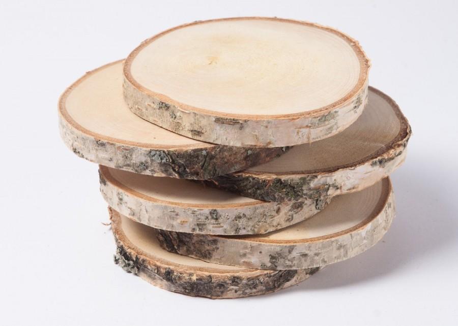 زفاف - 10 birch slices  2"- 3" , wooden slices, rustic wedding decoration, wood coasters,  wood discs for home decors