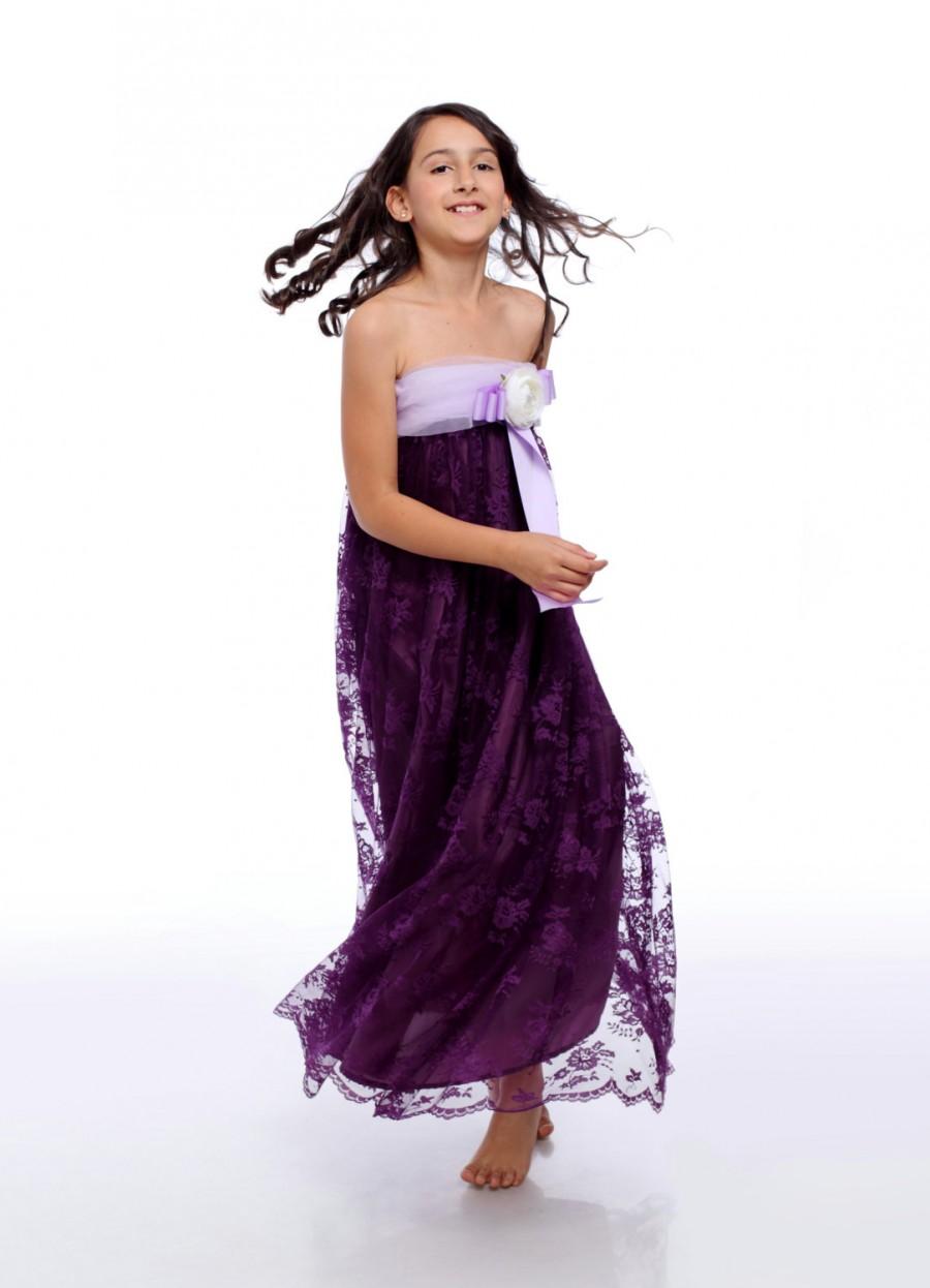 زفاف - Dark Purple Dress, Flower Girl Dress, Toddler Dress, Communion Kid Dress, Kid Dress, Kid Gown, Special Events Dress