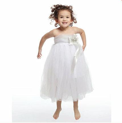Mariage - White Junior Dress, Bridesmaid Kid Dress, Kid Gown, Flower Girl Dress, Christening Dress, Tulle girl dress, Toddler Dress, Tutu Dress