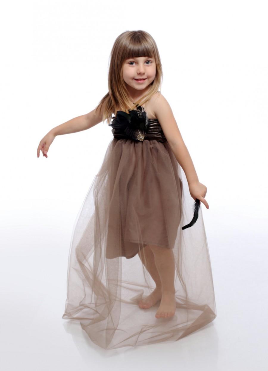 Mariage - Brown Girl Dress, Tutu Dress, Girl Dress, Princes Dress, Fairy Dress, Special Events Dress, Communion Kid, Birthday Dress, Toddler Dress
