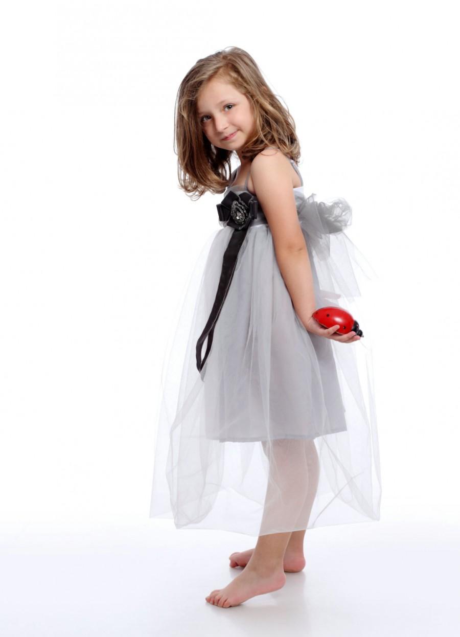 Wedding - Grey Kid dress, Flower Girl Dress, Wedding dress, Girl Gown, Kid gown, Girl Dress, Toddler Dress, Birthday Dress, Fairy dress