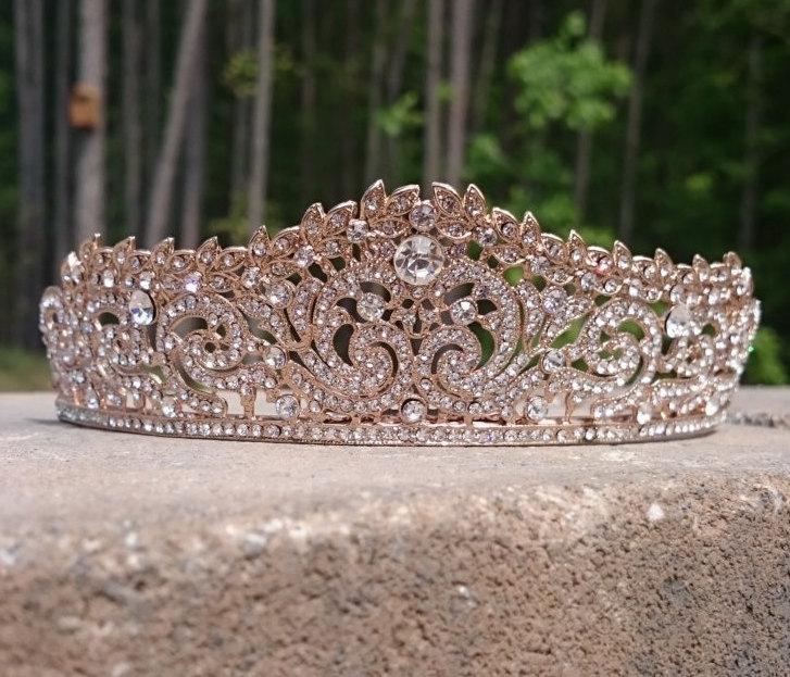 زفاف - Bridal Tiara, Rose Gold Tiara, Rose gold, Wedding Tiara, Crown, Bridal, Tiara, Hair Accessories