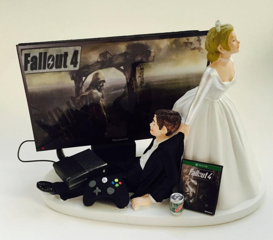 Mariage - Gamer Addict Wedding Cake Topper Video Gamer Bride and Groom Xbox One/PS4