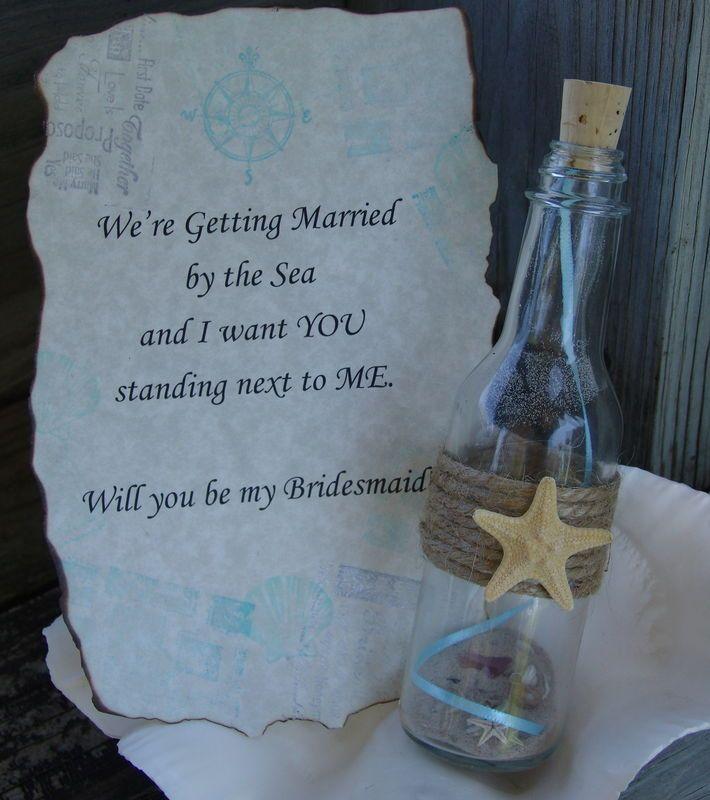 Hochzeit - Will You Be My Bridesmaid Maid Of Honor Flower Girl Message In A Bottle- Destination Or Beach Wedding