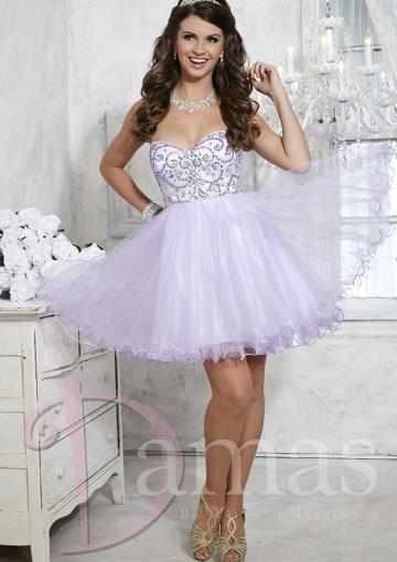 Свадьба - Beads Lilac Tulle Lace Up A-line Short Length Sleeveless Sweetheart
