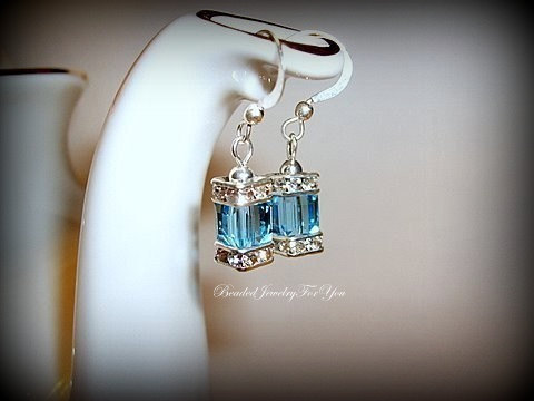 Mariage - Bridesmaid Earrings: Bridal Party Jewelry, Crystal Wedding Jewelry, Bridesmaid Earrings, Wedding Earrings, Blue Bridal earrings, Bridesmaid