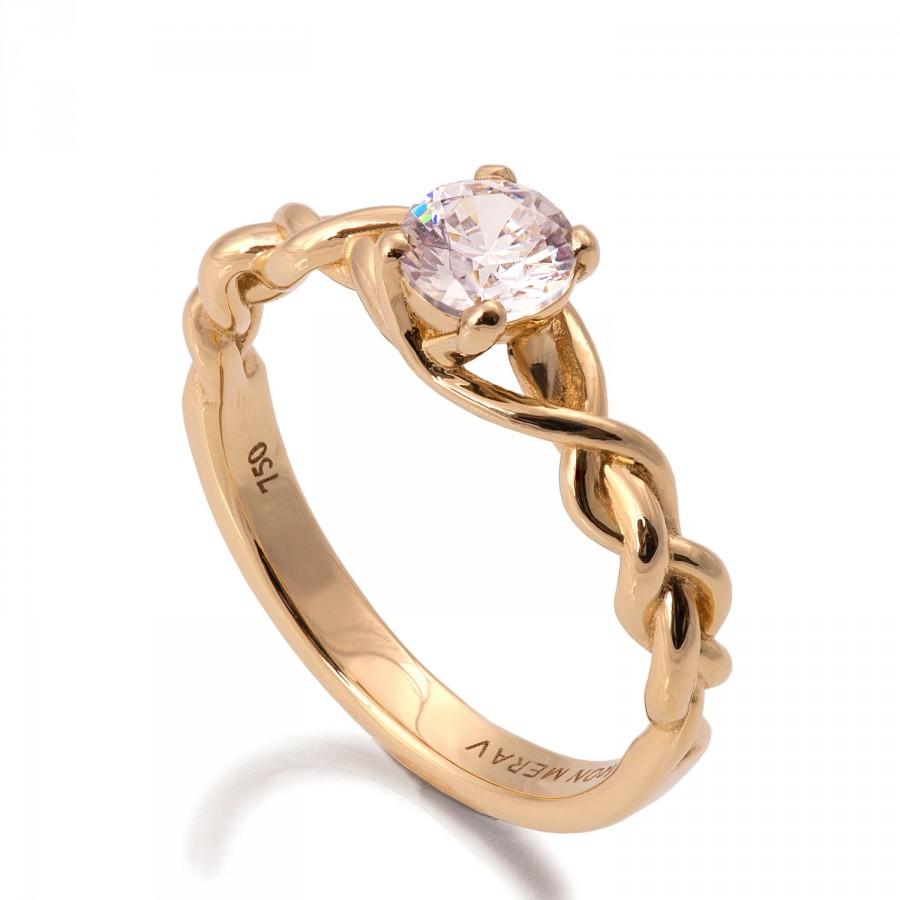 زفاف - Braided Engagement Ring - 18K Yellow Gold and Diamond engagement ring, 0.5ct diamond ring, unique engagement ring, 0.5ct diamond ring, 2