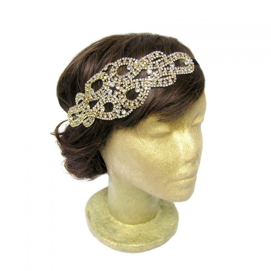 Hochzeit - Gold Flapper Costume Bridal Fascinator Gatsby Headpiece Art Deco Headpiece 1920s Headband Vintage Wedding Hair Piece Hair Bandeau Twist