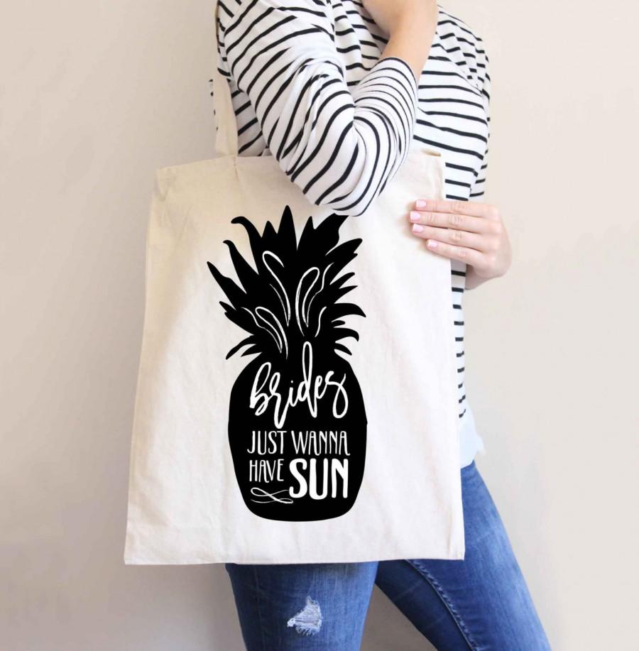 Hochzeit - Wedding Bags for Bride and Bridesmaids - Bridal Party Tote Bags for Wedding Bridal Shower Gift Coastal Summer Pineapple Bags (Item - BPM300)