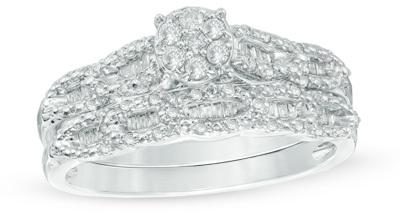 زفاف - 1/3 CT. T.W. Composite Diamond Twist Shank Bridal Set in 10K White Gold