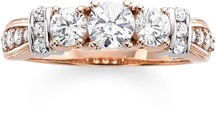 Wedding - MODERN BRIDE 1 CT. T.W. Diamond 14K Rose Gold 3-Stone Ring