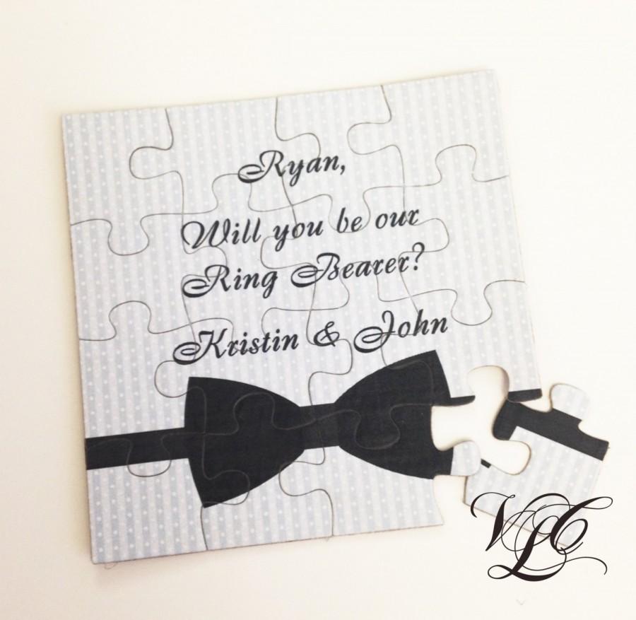 Wedding - Personalized Ring Bearer proposal, Ask Ring Bearer, Will You Be Our Ring Bearer puzzle, Ring Bearer Invitation puzzle, Suit up card