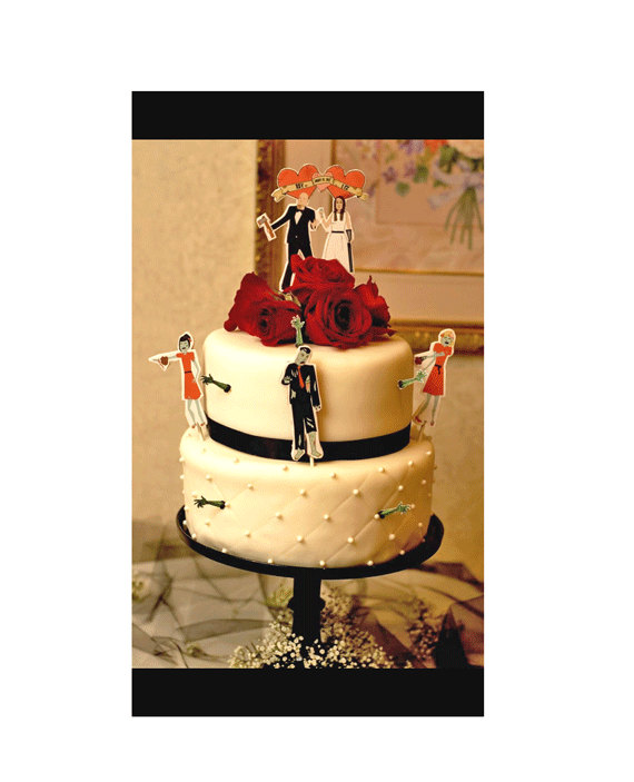 Mariage - Zombie Wedding cake topper set