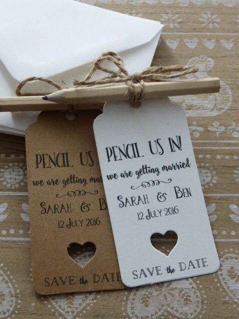 Mariage - "Pencil Us In" Save The Date / Evening Card Wedding Invitation With Envelope