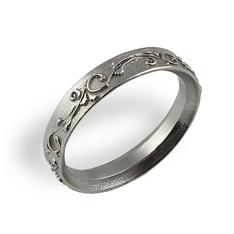 زفاف - Ornament Wedding Band , White Gold , Unique Wedding Ring , Vintage Ring , Antique Style , Women's Single Bands, Flower Weddings Band