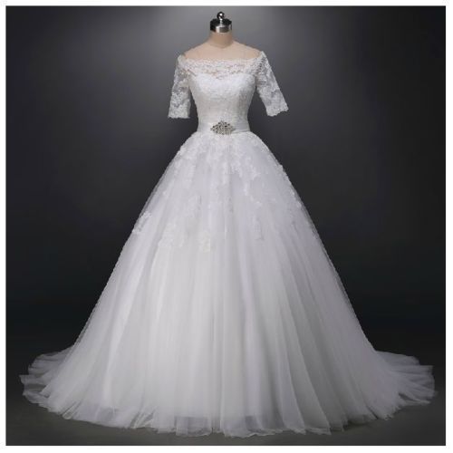 Hochzeit - White/ivory Lace Wedding dress Bridal Gown custom size 4 6 8 10 12 14 16 18+