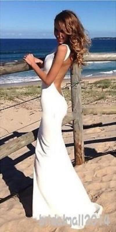 Свадьба - New White/Ivory Bridal Beach Gown Wedding Dress Custom Size 8 10 12 14 16 ++