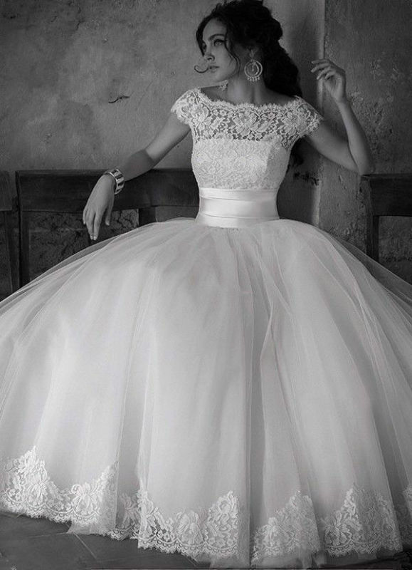 زفاف - New White/Ivory Lace Long Ball Gown Wedding Dress Bridal Gowns Custom Size 2-20