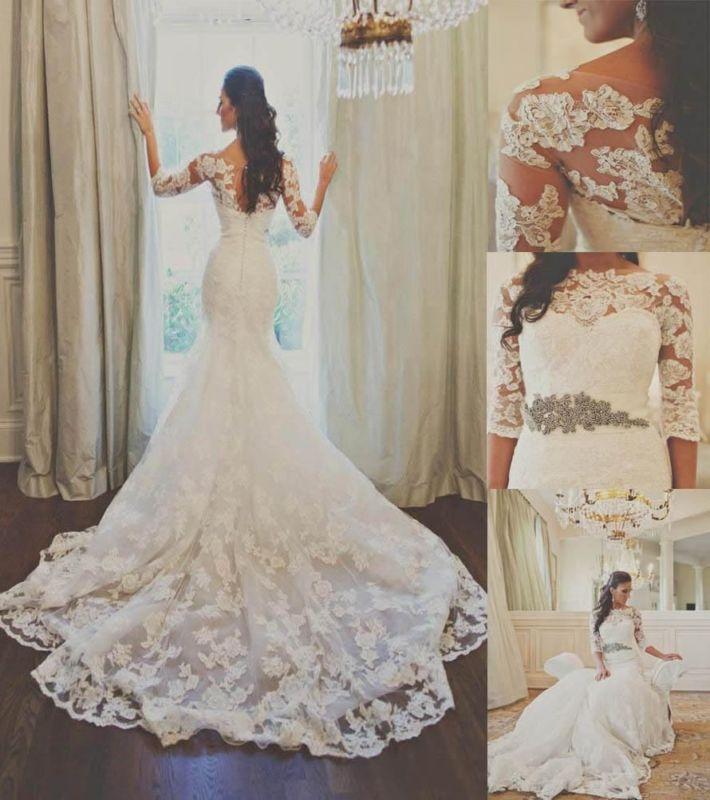 Mariage - New White/Ivory Lace Bridal Gown Wedding Dress Custom Size 4 6 8 10 12 14 16 18+