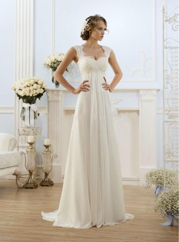 زفاف - NEW CHIFFON LACE WHITE IVORY BRIDAL DRESS BEACH WEDDING GOWN CUSTOM SIZE 2 4 6 8