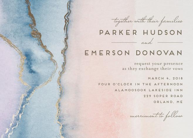 زفاف - Simple Agate - Customizable Foil-pressed Wedding Invitations in Pink or Blue by Petra Kern.