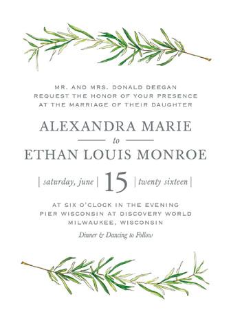 زفاف - Simple Sprigs - Customizable Wedding Invitations in Green by Erin Deegan.