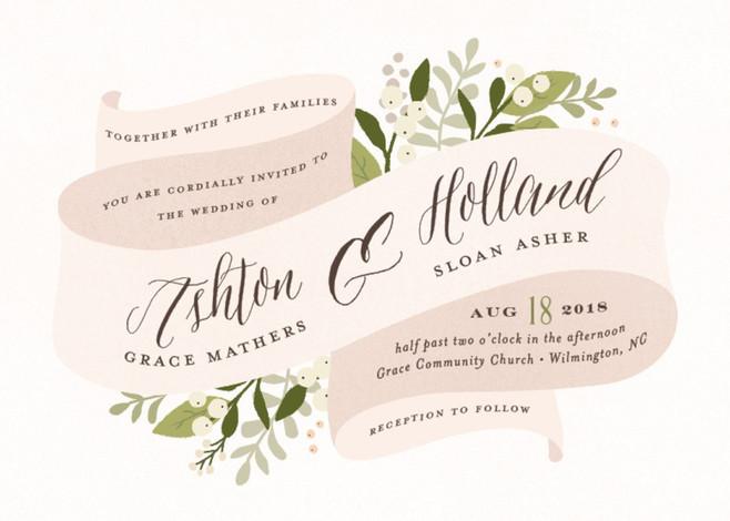 Mariage - Ribbonly - Customizable Wedding Invitations in Pink by Jennifer Wick.