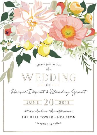زفاف - Spring Blooms - Customizable Wedding Invitations in Pink by Susan Moyal.