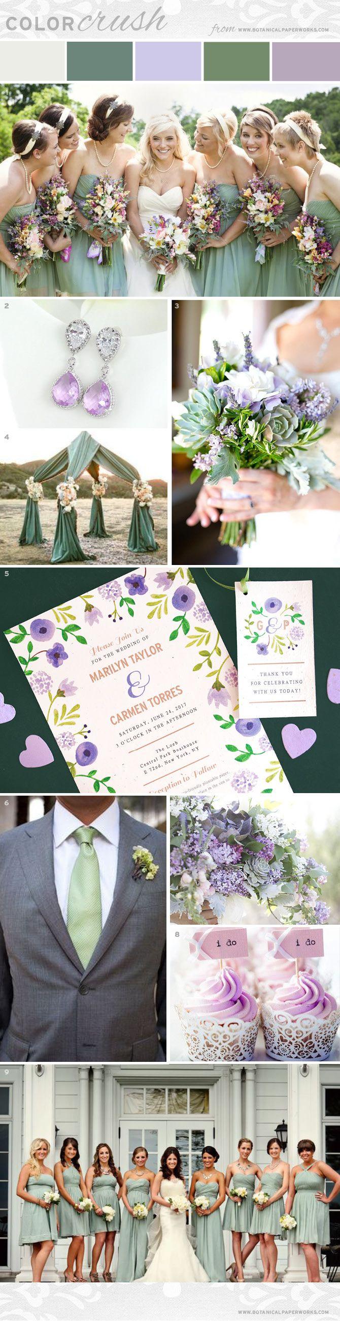 Mariage - {inspiration Board} Color Crush - Sage, Lilac & White 