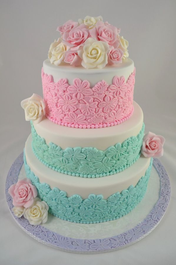 Mariage - Pastel Floral Wedding Cake — Round Wedding Cakes