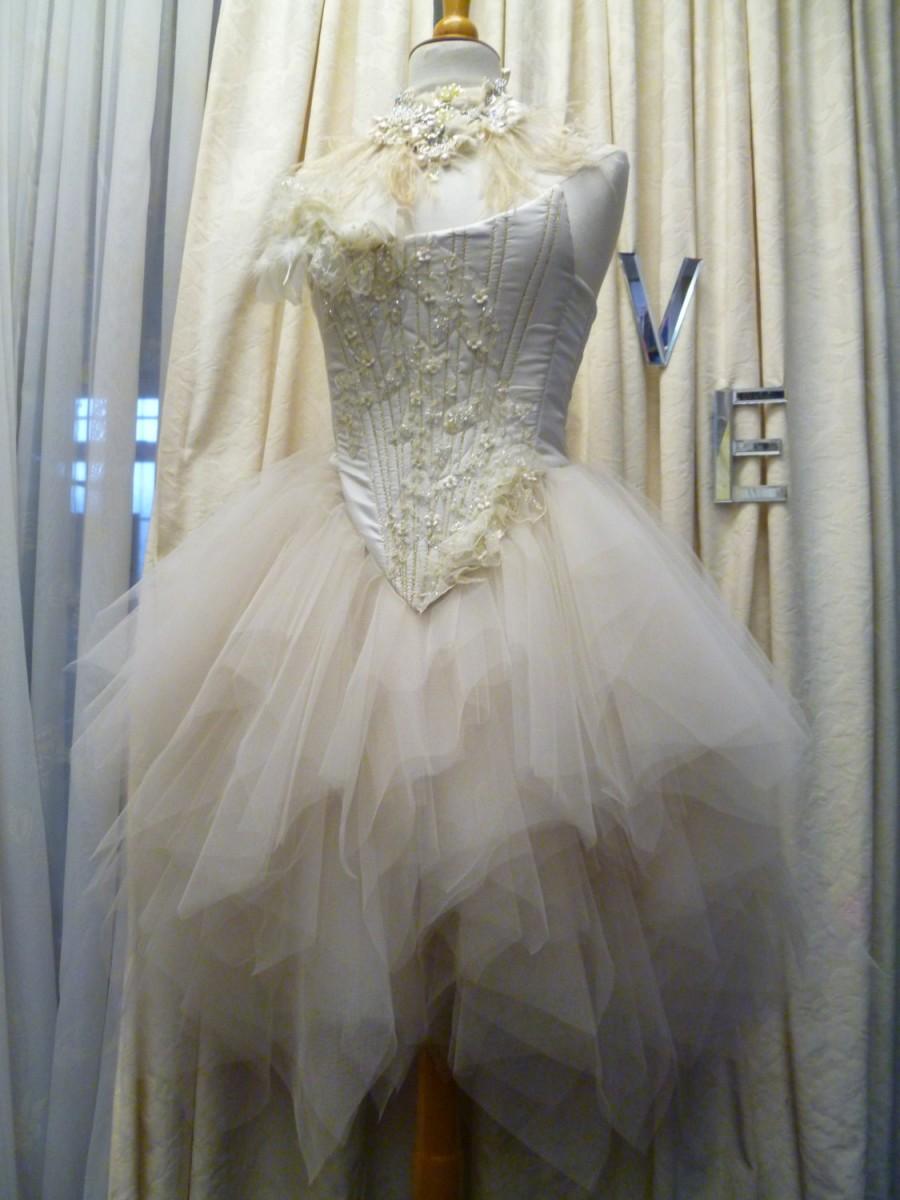 Wedding - Ready to ship Fairytale Romantic Vintage Look Latte/Dark Cream Tulle Corset & Skirt. As seen in Wedding Magazine