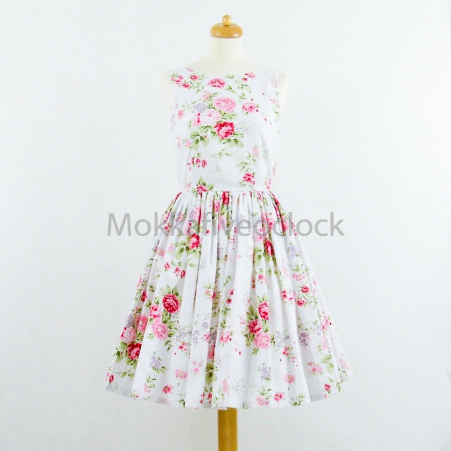 Hochzeit - Bridesmaid dress English Garden Dress , floral dress, cotton dress, party dress, 50's dress, mad men dress, CUSTOM MADE