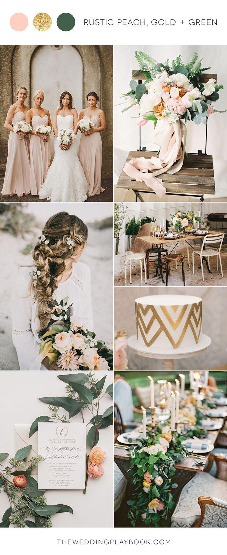 Hochzeit - Rustic Peach, Gold And Green Wedding Inspiration