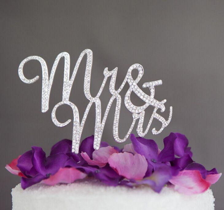 Wedding - Sparkles Silver Crystal Rhinestone Monogram Mr & Mrs Wedding Cake Topper