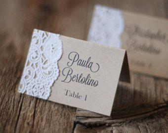 Hochzeit - Handmade Rustic Tented Table Place Card Setting - Custom - Escort Card - Shabby Chic - Vintage Burlap & Lace - Gift Tag Or Label - Thank You