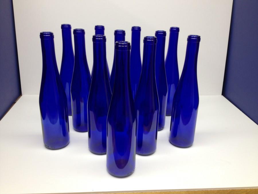 Свадьба - 12 - Cobalt Blue Bottles 375 ML for Crafting, Parties, Bottle Trees, Home Brew, Wine, Beer , Oil ,  Vinegar , Wedding Center Piece