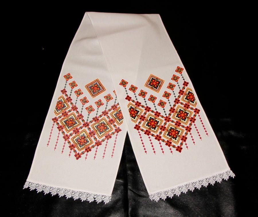 Wedding - Ukrainian Embroidery Rushnyk Traditions Towel Embroidered with a Cross Exclusive Handmade Decor Wedding Towel Vyshyvanka Style Home Decor