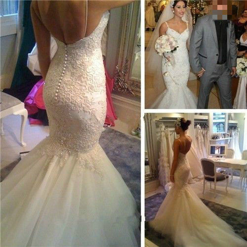Hochzeit - White Ivory Mermaid Wedding Dress Bridal Gown Custom Size 4 6 8 10 12 14 16 18+