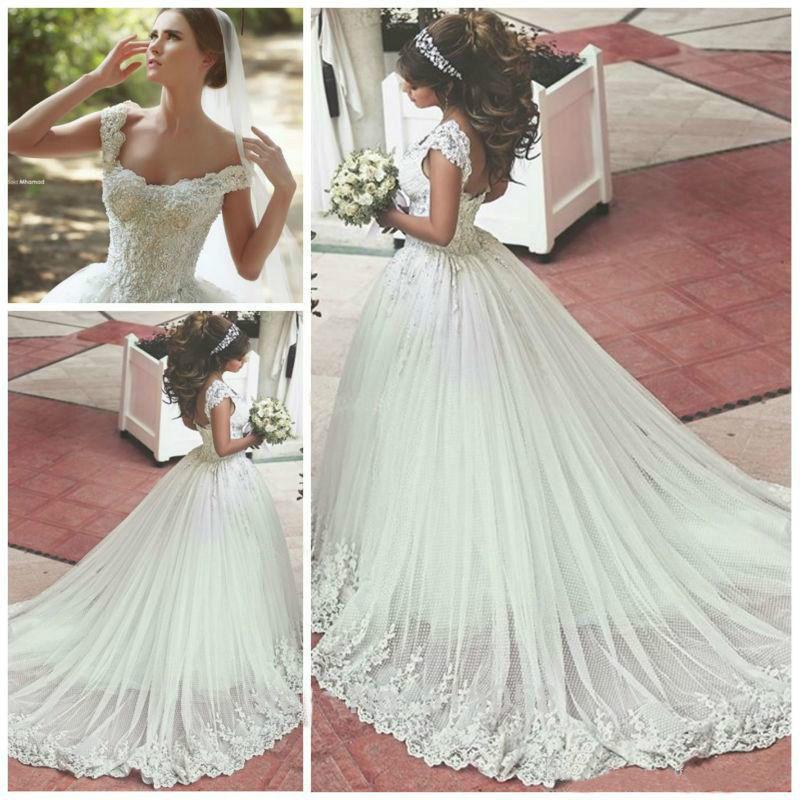 Hochzeit - New Lace IvoryWhite Wedding Dress Bridal Gown Custom Size 6-8-12-10-14-16-18