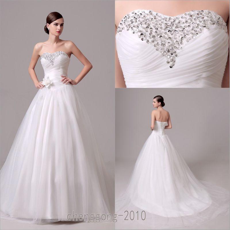 Hochzeit - NEW White/Ivory Wedding Dress Bridal Gown Size 4 6 8 10 12 14 16  ++++++