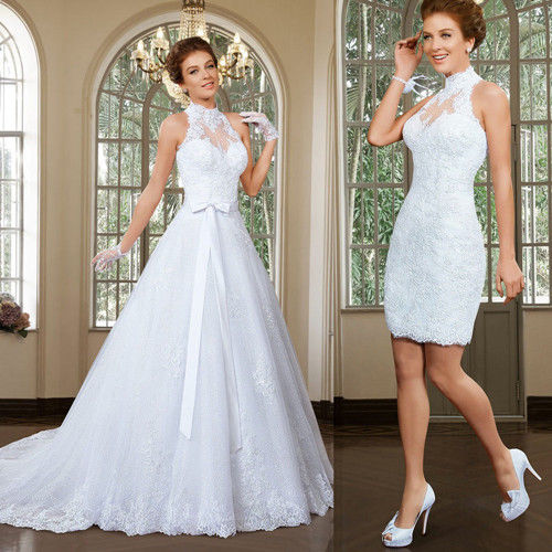 Hochzeit - 2015 Unique White Ivory Lace Wedding Dress Custom Size&colour