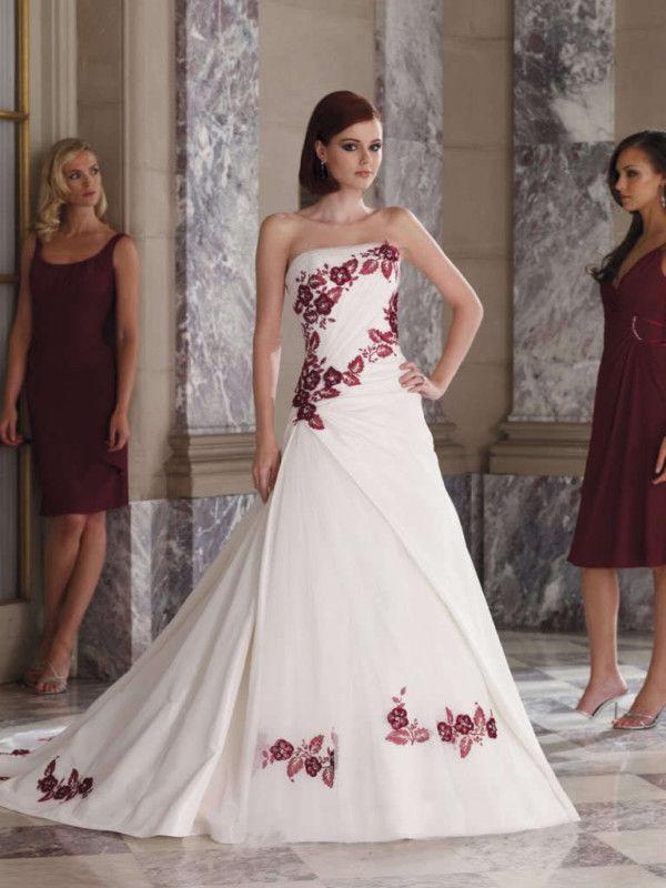 زفاف - red and white Wedding Dress Bridal Gown Custom -Size /colour