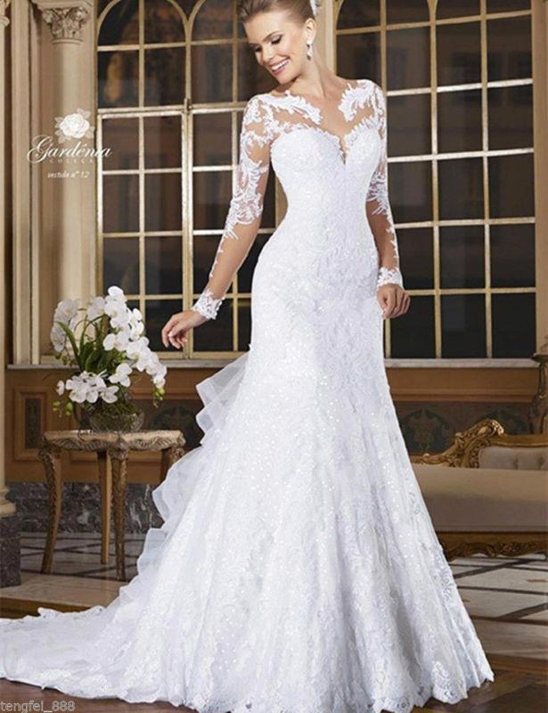 زفاف - White/Ivory Wedding Dress Bridal Gown Custom Size 4 6 8 10 12 14 16 18 20