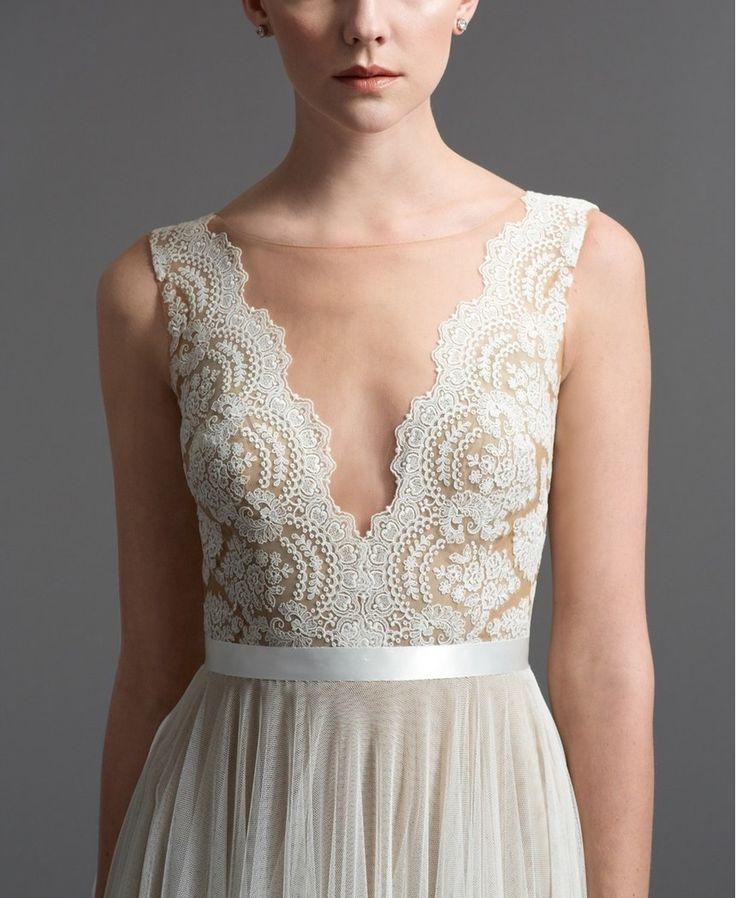 زفاف - Watters 'Santina' Lace Bodice A-Line Gown (In Stores Only) 