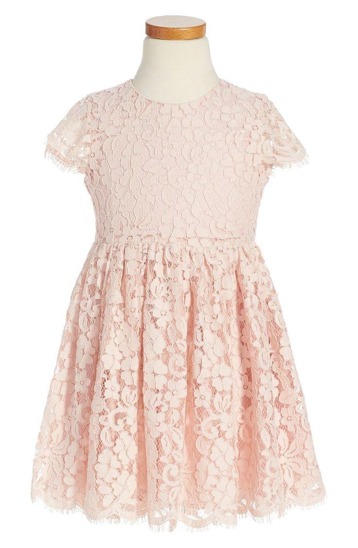 Wedding - Bardot Junior Short Sleeve Lace Dress (Little Girls & Big Girls) 