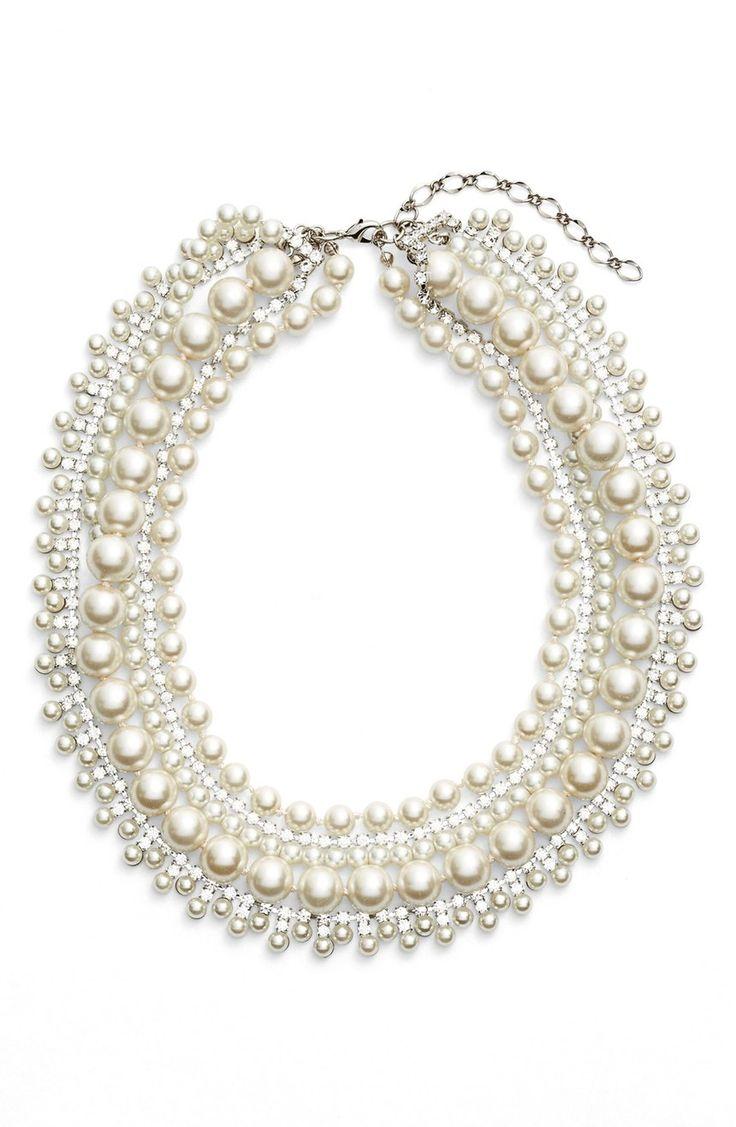 Wedding - Cristabelle Crystal & Faux Pearl Multristrand Necklace 